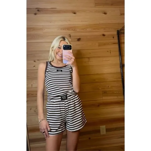 Lulu Mac Brown Striped Shorts an Tank Set - Picture 2 of 3